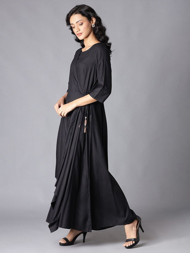 W Black Solid Maxi Dress