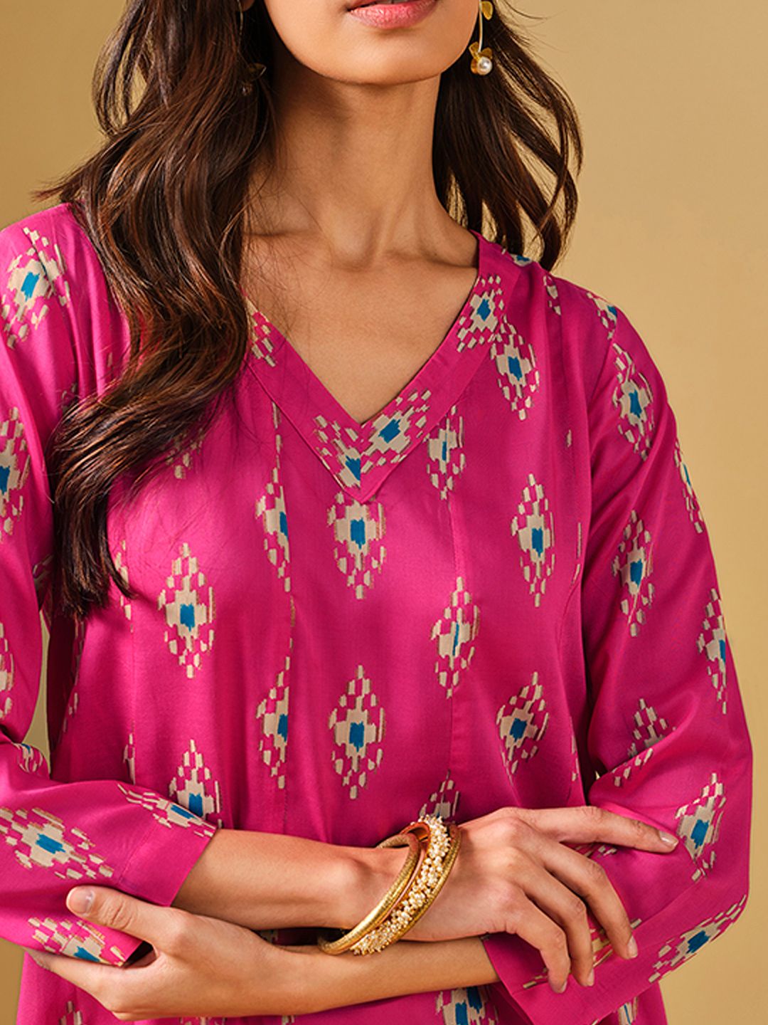 Global Desi Ethnic Motif Printed A-Line Kurta