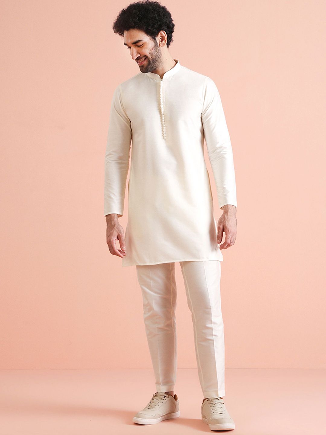 KISAH Men Zari Regular Fit Woven Design Kurta Nehru Jacket Trouser Set