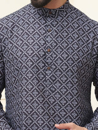 SOJANYA Band Collar Ethnic Motifs Printed Pure Cotton Straight Kurta