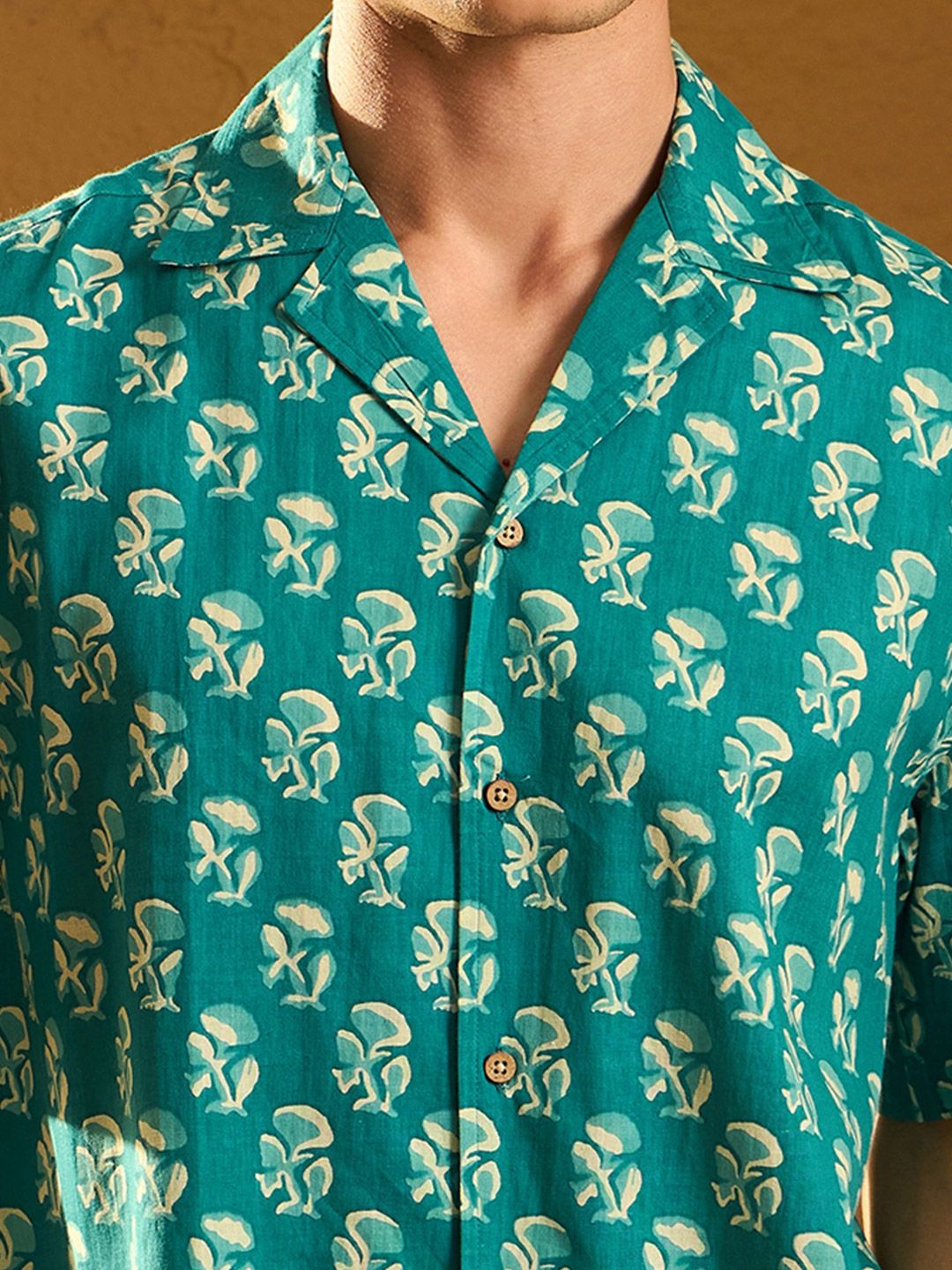 DENNISON Block Printed Drop Shoulder Oversized Cotton Shirt