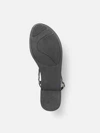 DressBerry Women Beaded T-Strap Flats