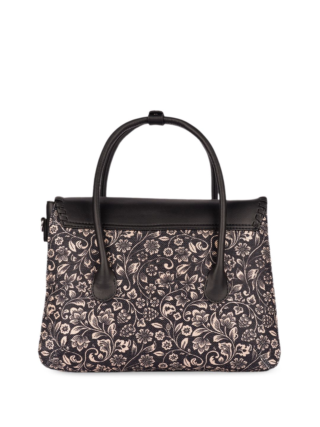 ZOUK Floral Printed Oversized Structured Jute Handheld Bag
