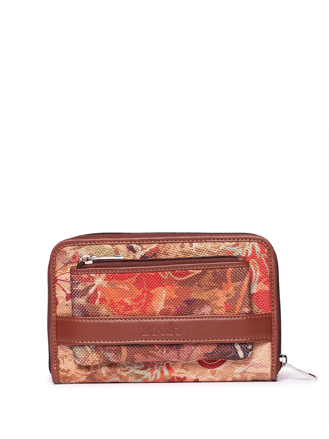 ZOUK Women Flolov Classic Abstract Printed Fabric Zip Around Wallet