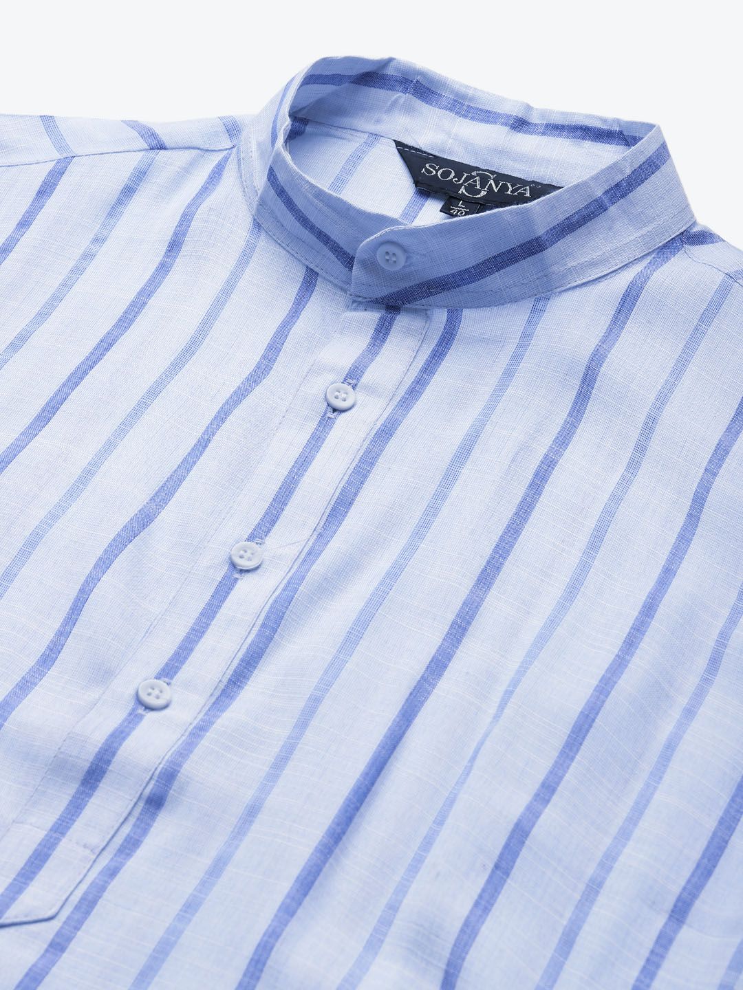 SOJANYA Men Blue Pure Cotton Striped Kurta