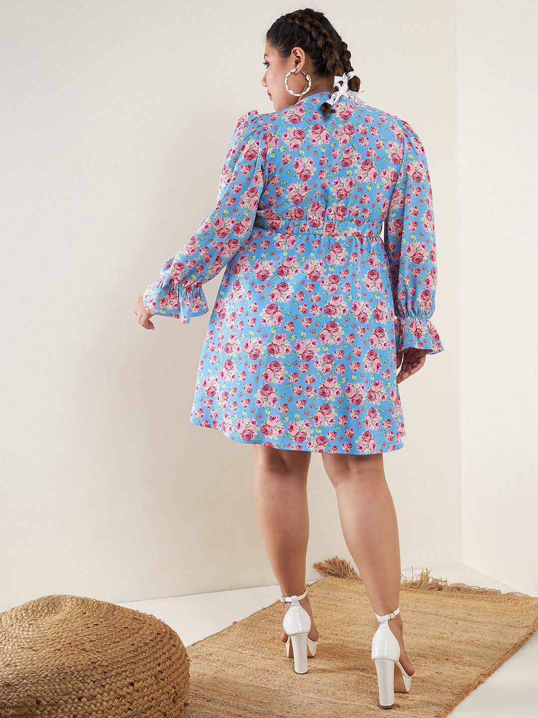 SASSAFRAS Curve Floral Printed Empire Dress
