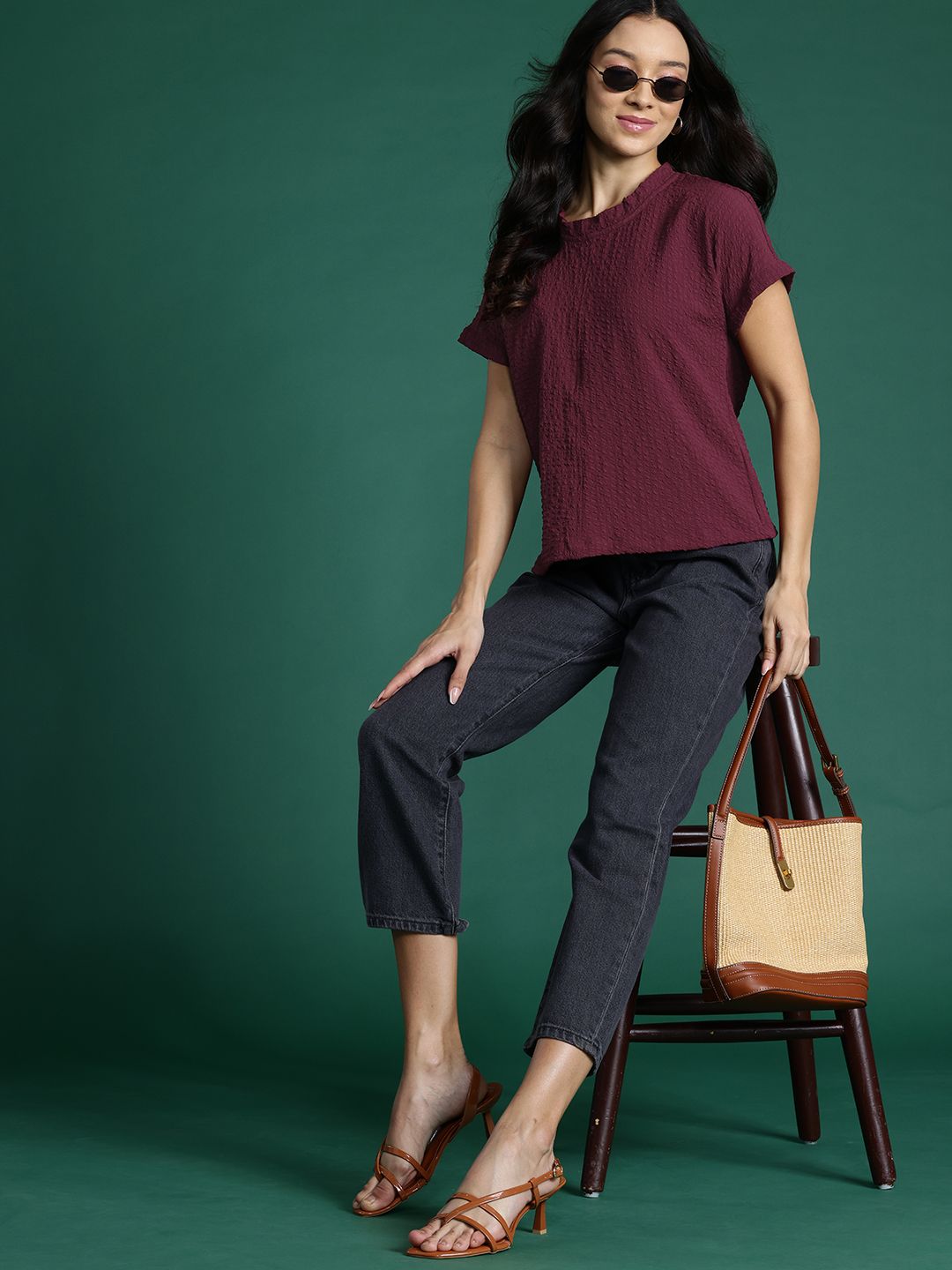 DressBerry Seersucker Extended Sleeves Regular Top