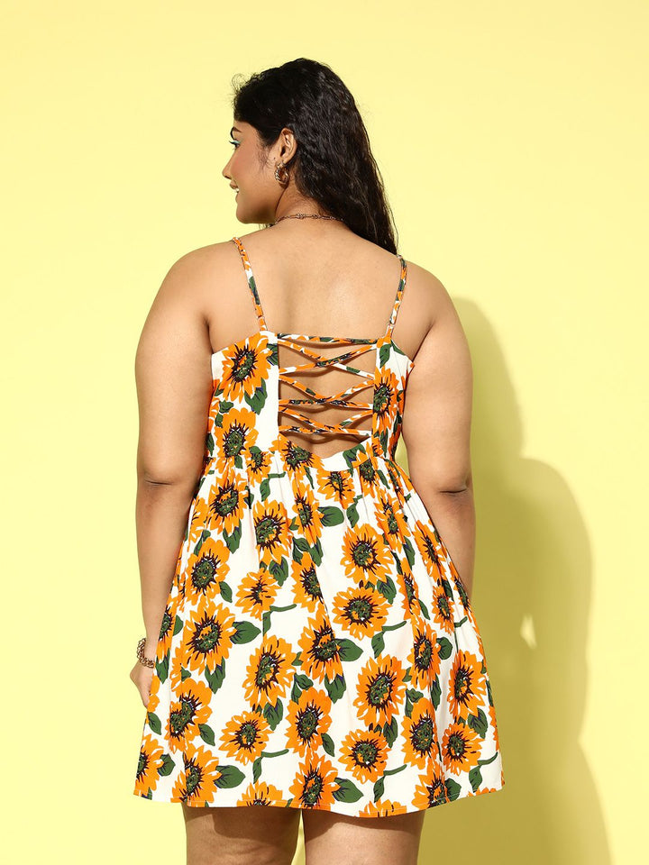 Berrylush Curve Plus Size Floral Print Fit & Flare Mini Dress