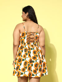 Berrylush Curve Plus Size Floral Print Fit & Flare Mini Dress