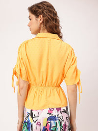 DressBerry Dobby Weave Cinched Waist Top
