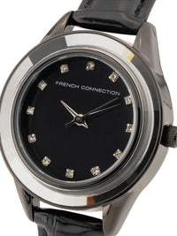 Sambungan Perancis Wanita Dail & Kulit Tali Dail Analog Watch FCB5BL-B