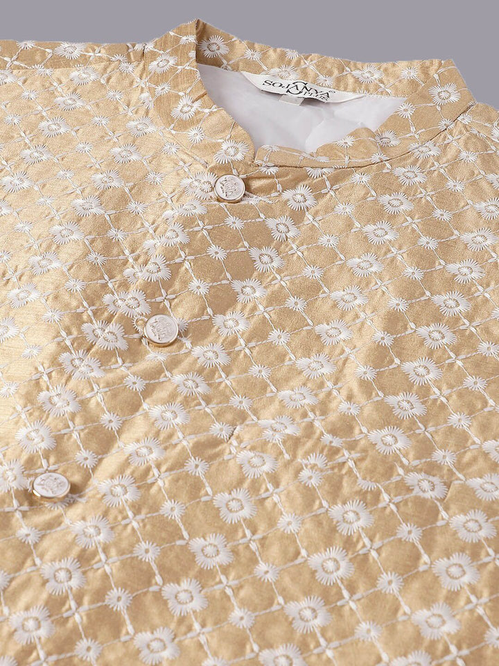 SOJANYA PLUS Plus Size Sulam Kurta Dengan Piyama & Sulam Jaket Nehru
