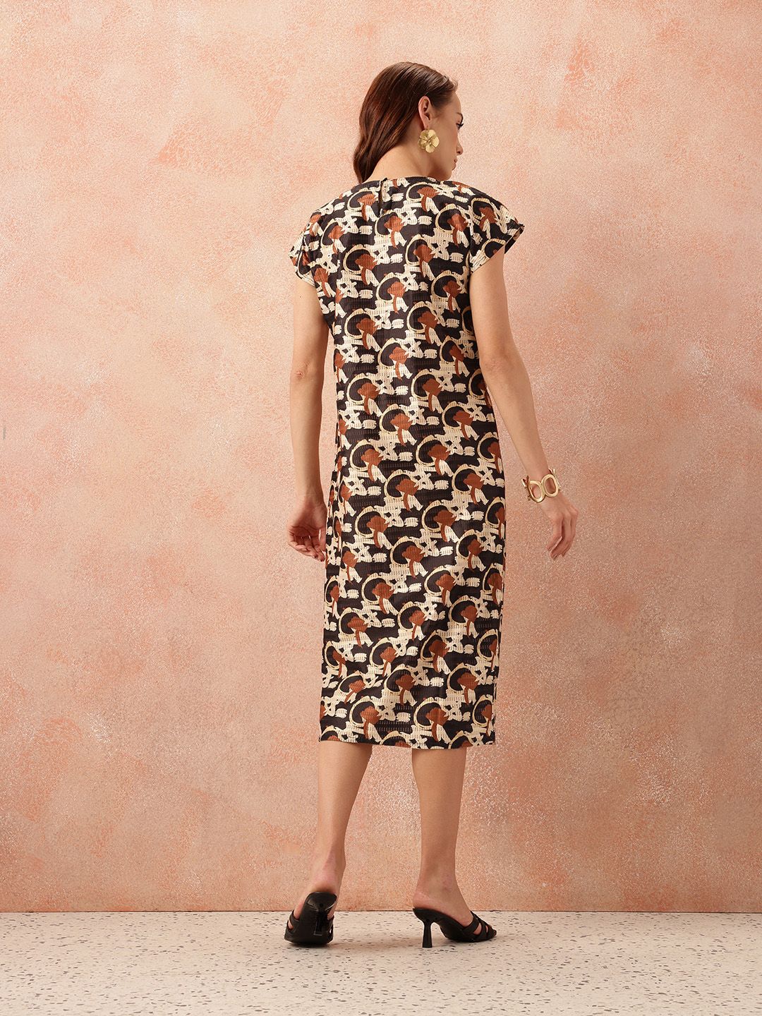 all about you Printed Shift Midi Dress with Slit