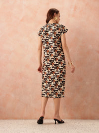 all about you Printed Shift Midi Dress with Slit