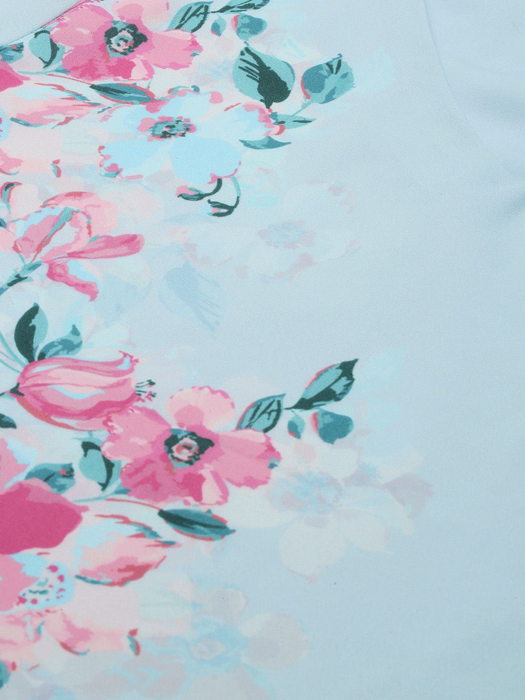 AND Blue Floral A-Line Puff Sleeve Dress
