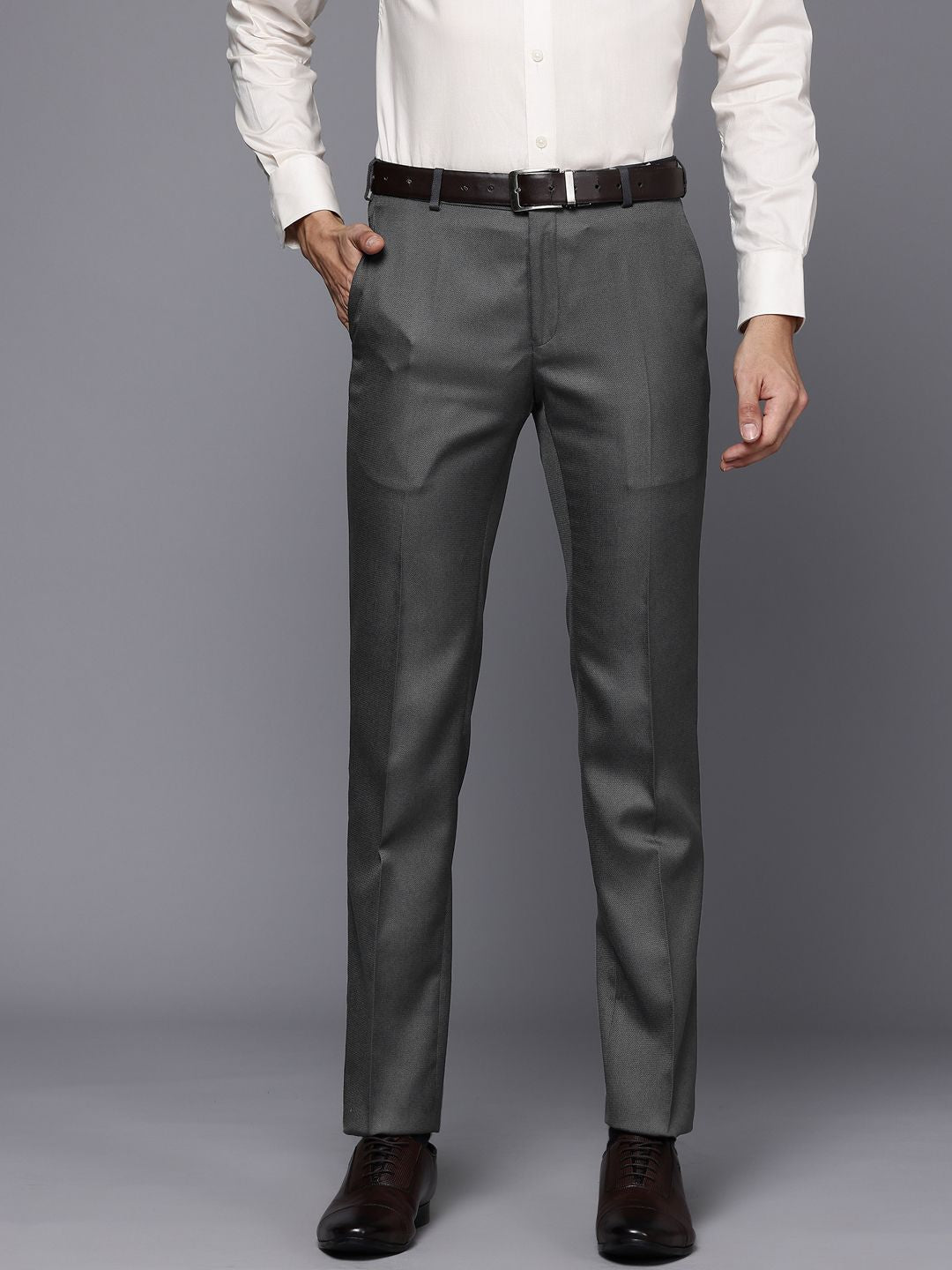 Raymond Men Textured Slim Fit Trousers