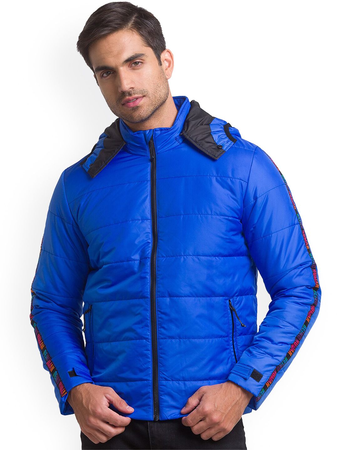 Being Human Men Blue Washed Cape Jacket