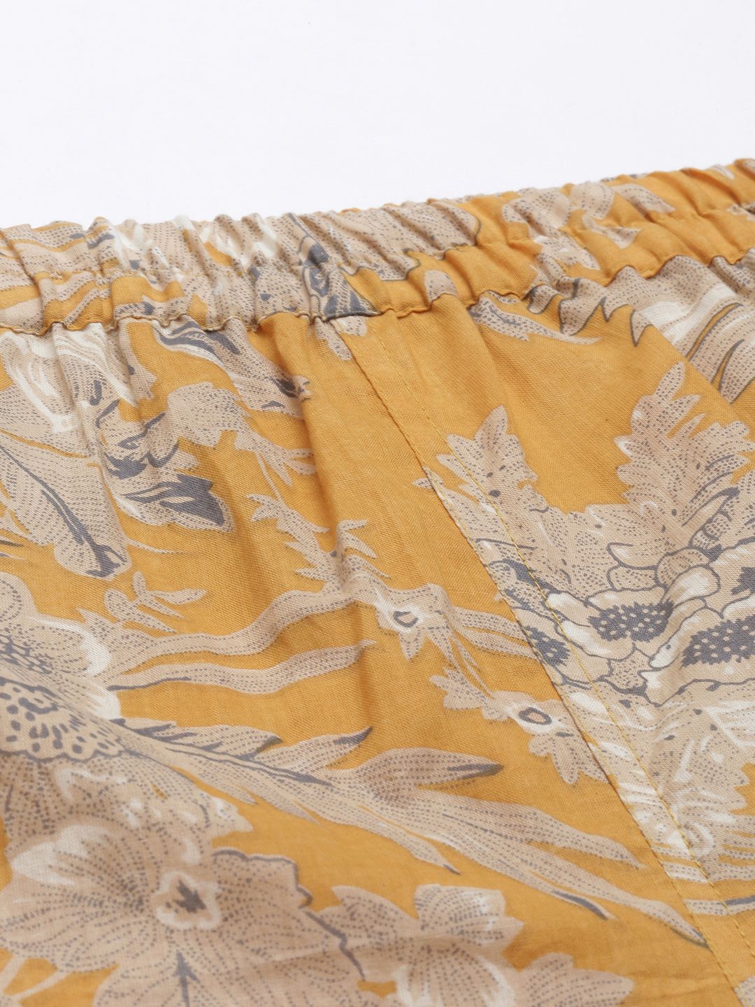 SANSKRUTIHOMES Women Mustard Yellow & Beige Printed Night suit