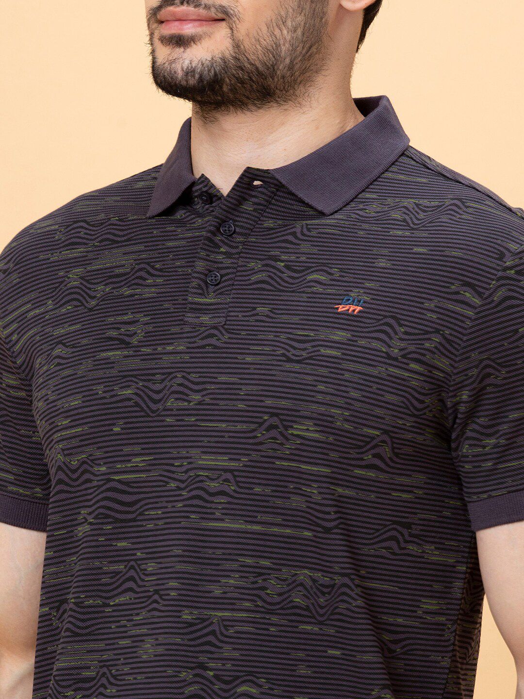 Being Human Striped Polo Collar Casual T-shirt