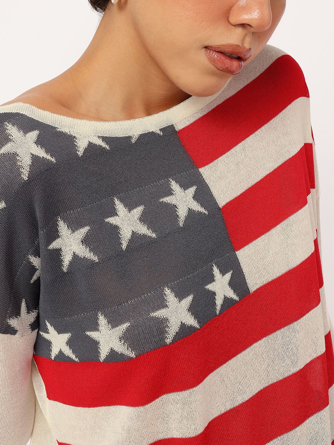 DressBerry Flag Frenzy Off-Shoulder Top