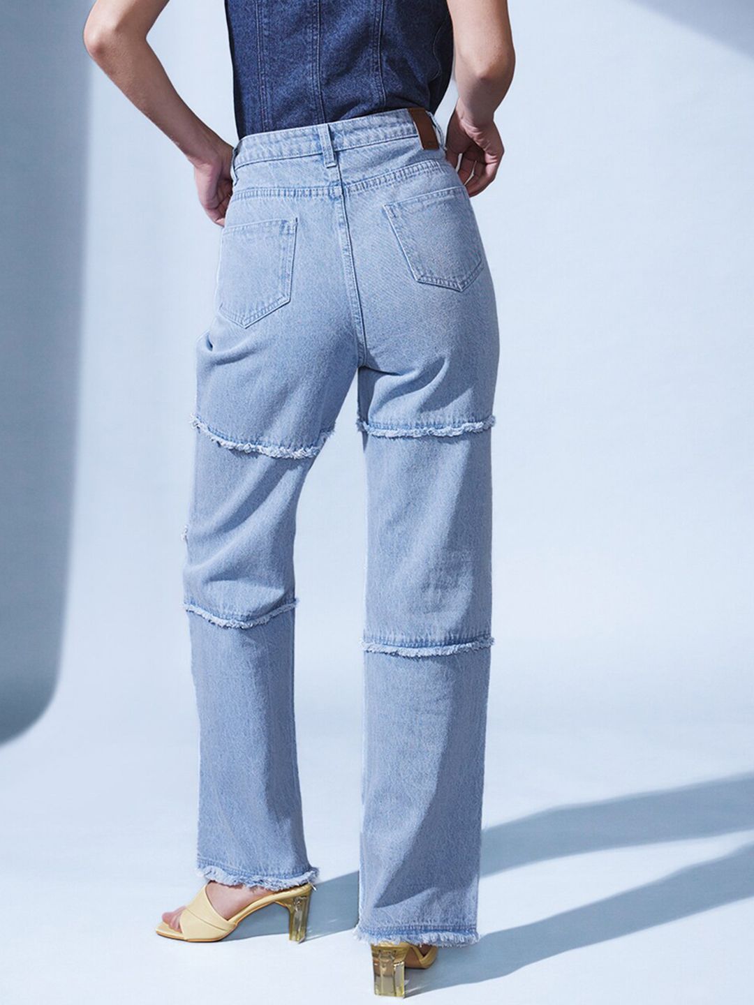 STREET 9 Women Smart Straight Fit High-Rise Slash Knee Jeans