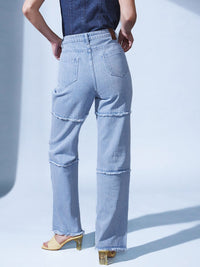 STREET 9 Women Smart Straight Fit High-Rise Slash Knee Jeans