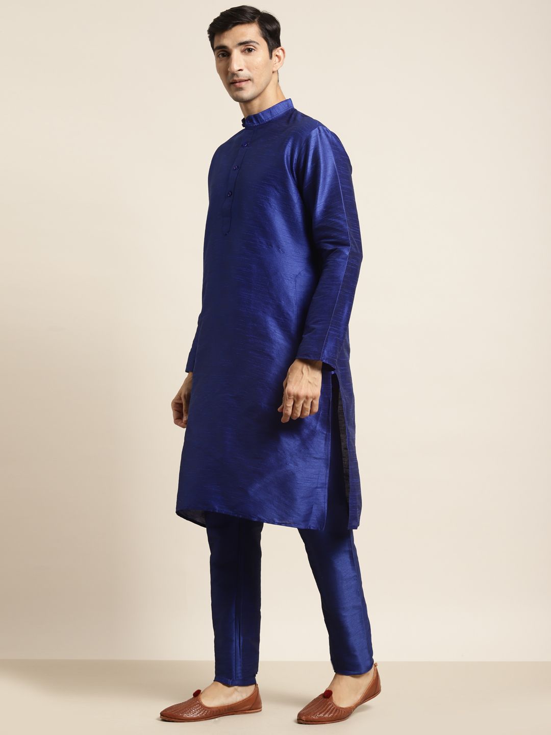 SOJANYA Kurta Biru Lelaki dengan Piyama & Jaket Nehru