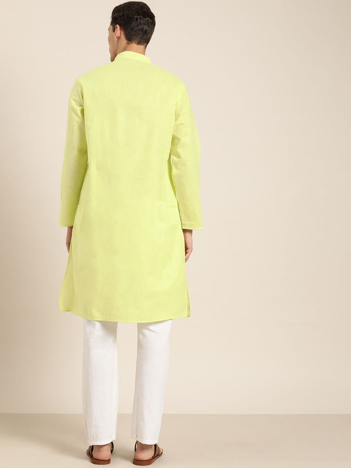 SOJANYA Men Lime Green Kurta