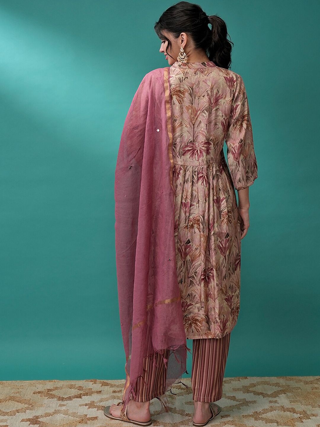 Vishudh Floral Printed Regular Kurta with Trousers & With Dupatta