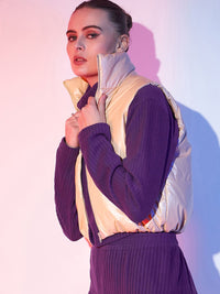 STREET 9 Stand Collar Sleeveless Crop Padded Jacket