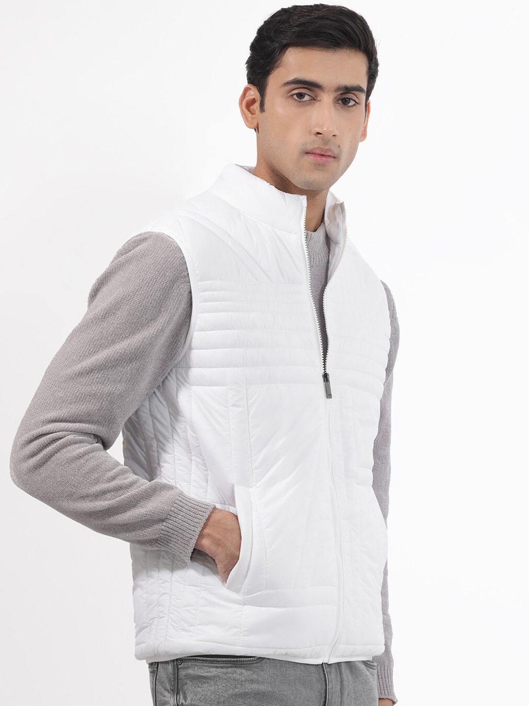 RARE RABBIT Men Queltex Tailored Fit Mock Collar Quilted Jacket