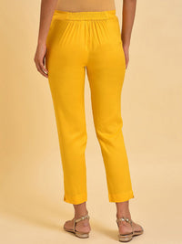 W Women Yellow Slim Fit Cigarette Trousers
