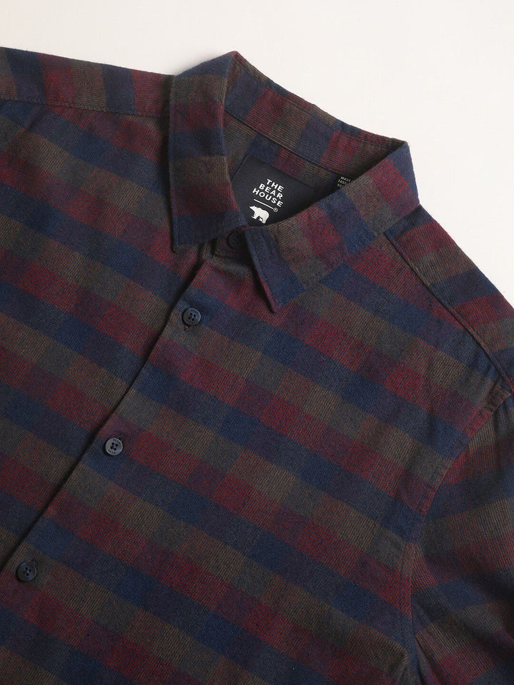 THE BEAR HOUSE Tartan Checks Slim Fit Pure Cotton Casual Shirt