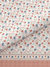 TRIDENT Block Print Rust Sanskriti Flat 144TC King Cotton Bedsheet Set