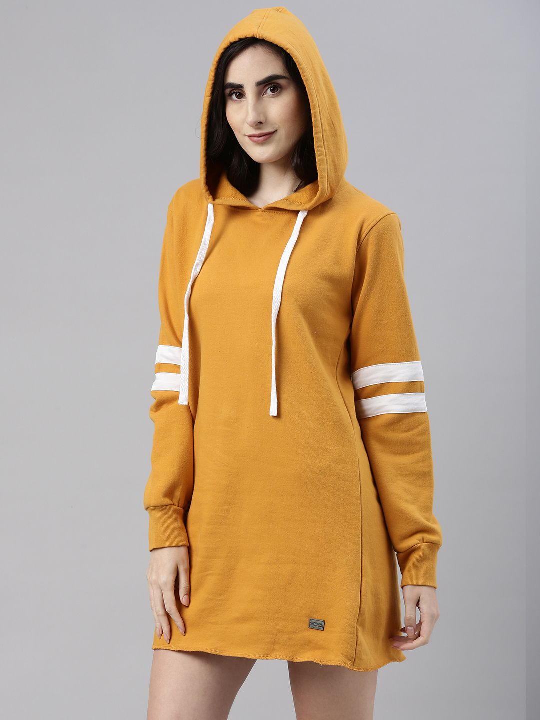 Campus Sutra Women Mustard Yellow Solid Jumper Dress