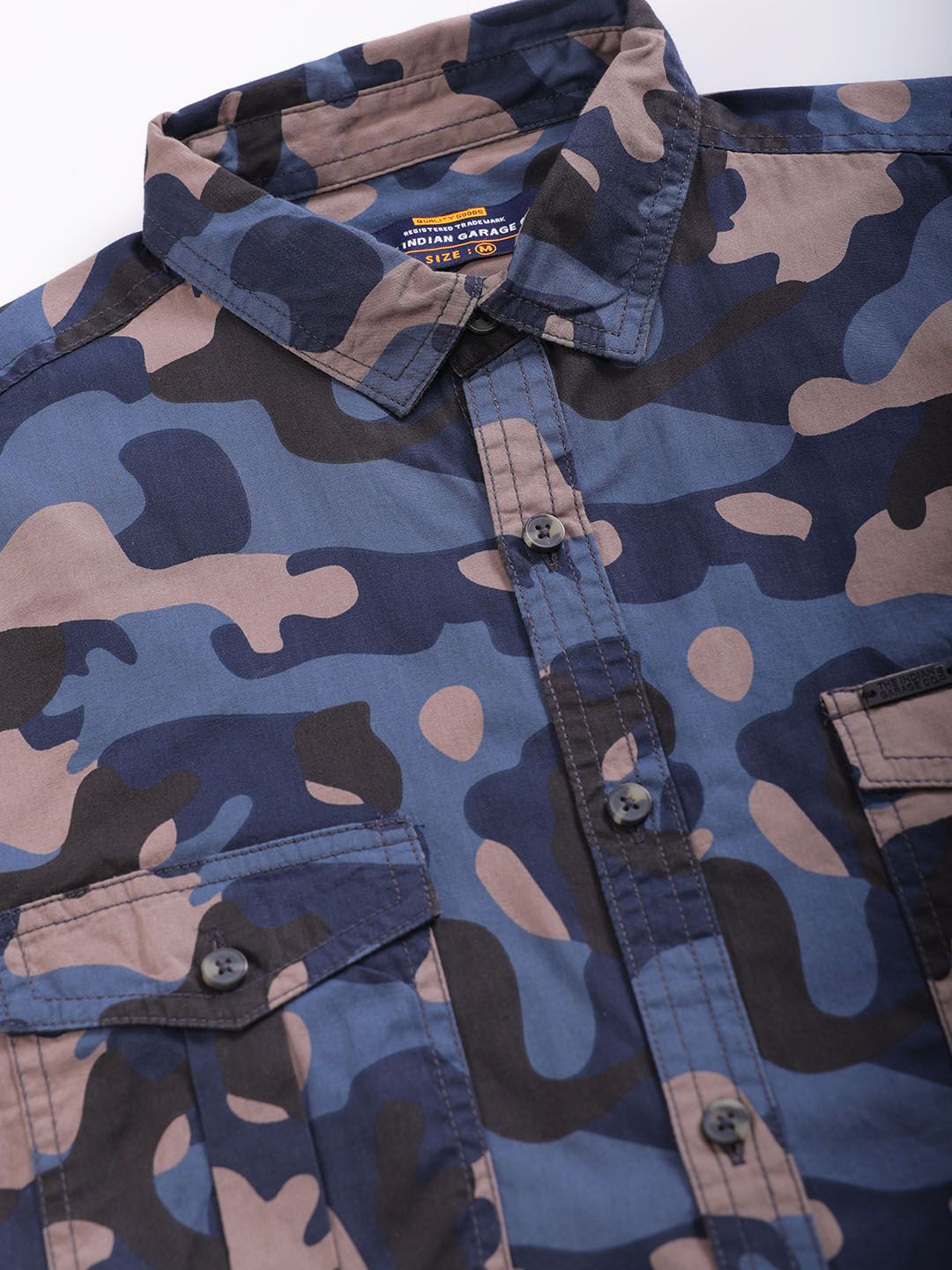 The Indian Garage Co Men Teal & Beige Printed Casual Shirt