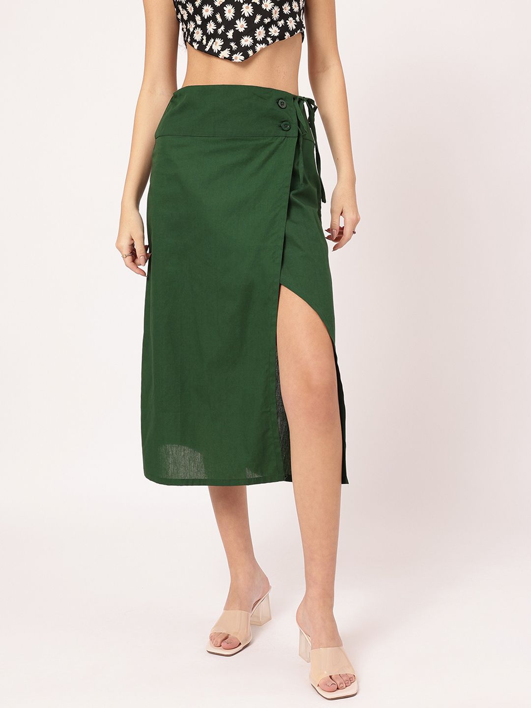 DressBerry Sleek Serenity Wrap Style Midi Skirt