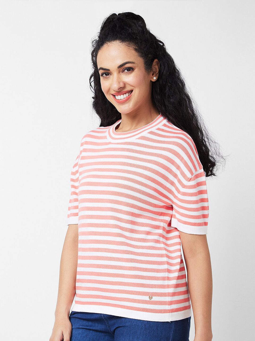 SPYKAR Striped Cotton Boxy T-shirt