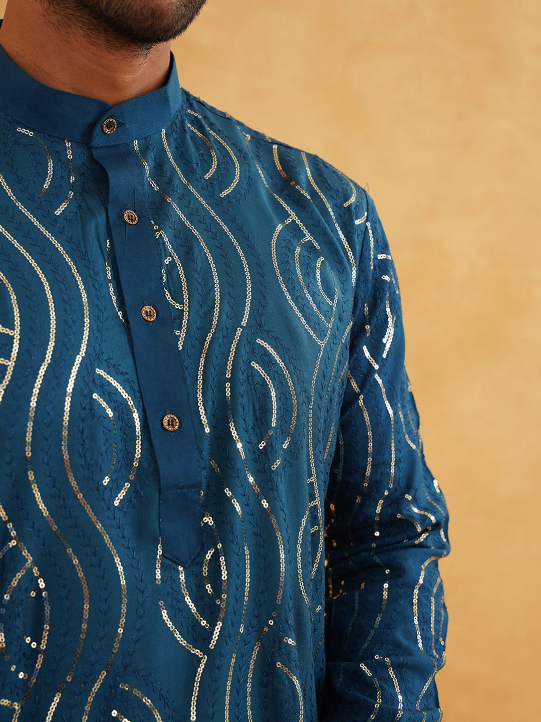 SOJANYA Quirky Embroidered Sequinned Pure Cotton Kurta With Churidar