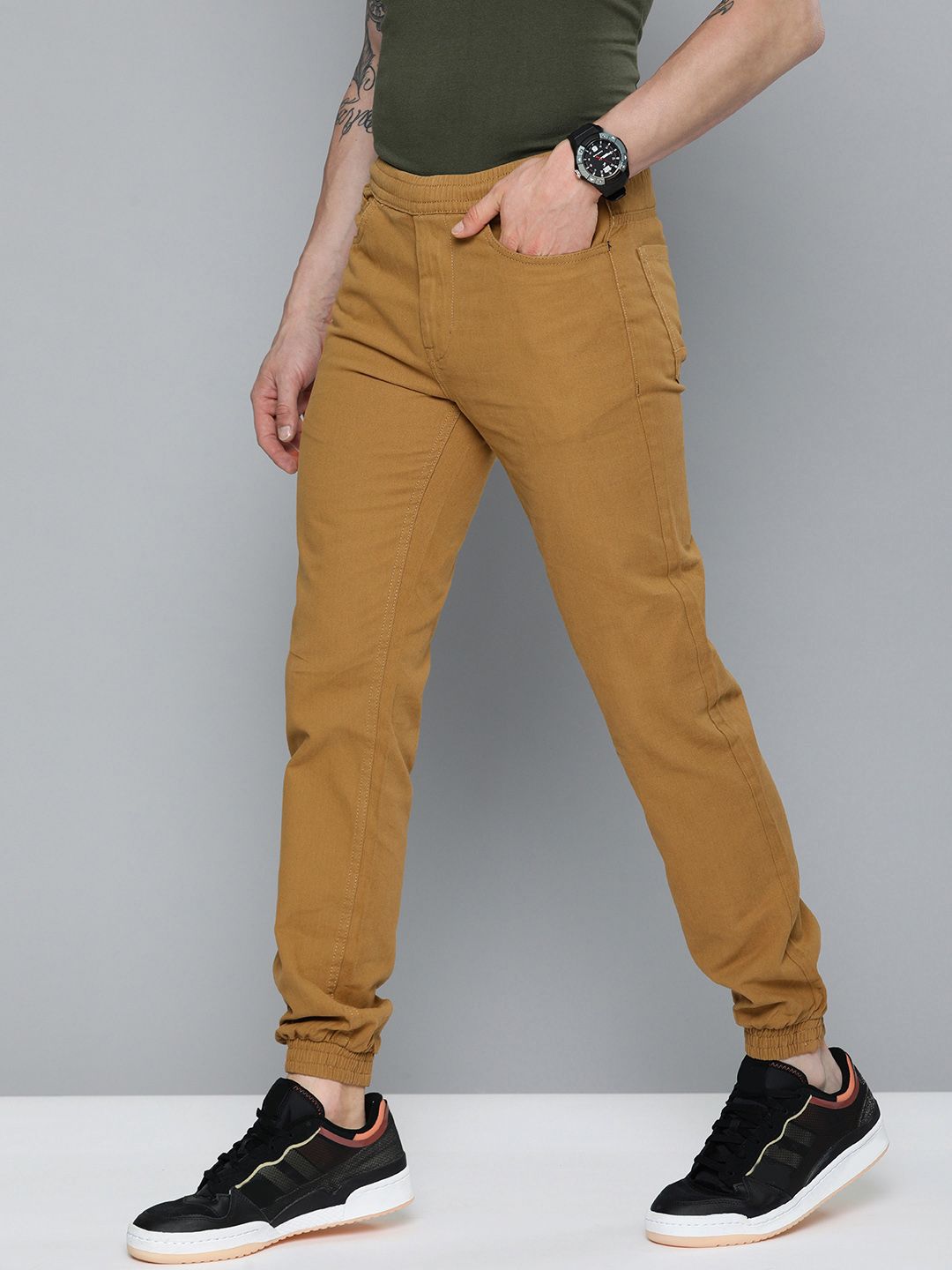 The Indian Garage Co Men Khaki Joggers Trousers