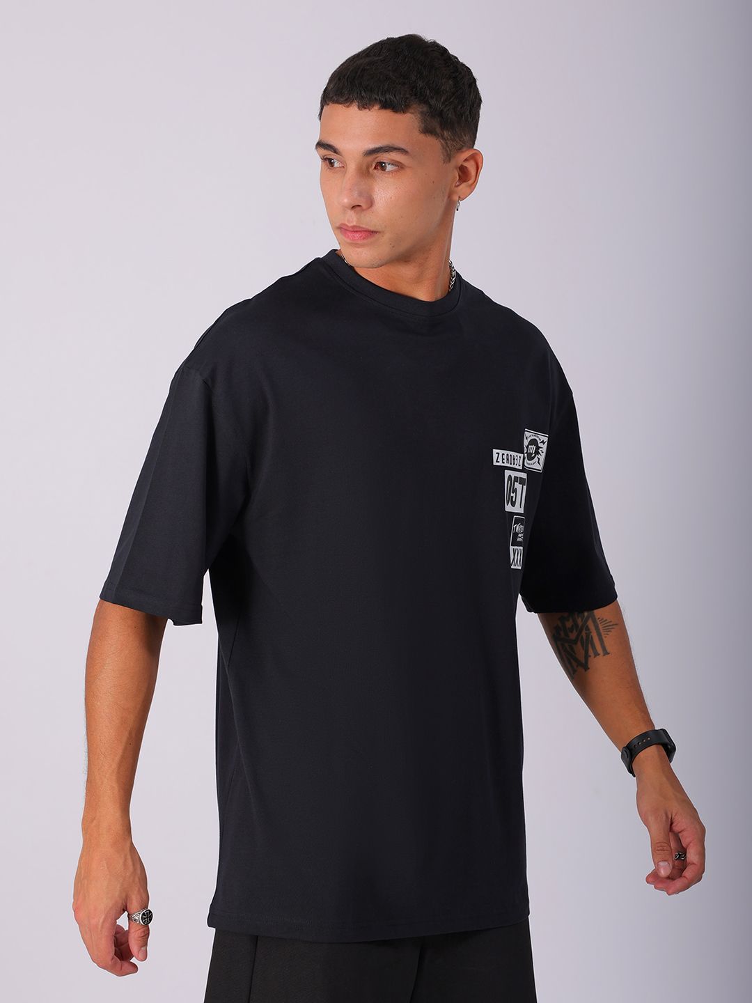 The Indian Garage Co Men Back Printed Oversized Pure Cotton T-shirt