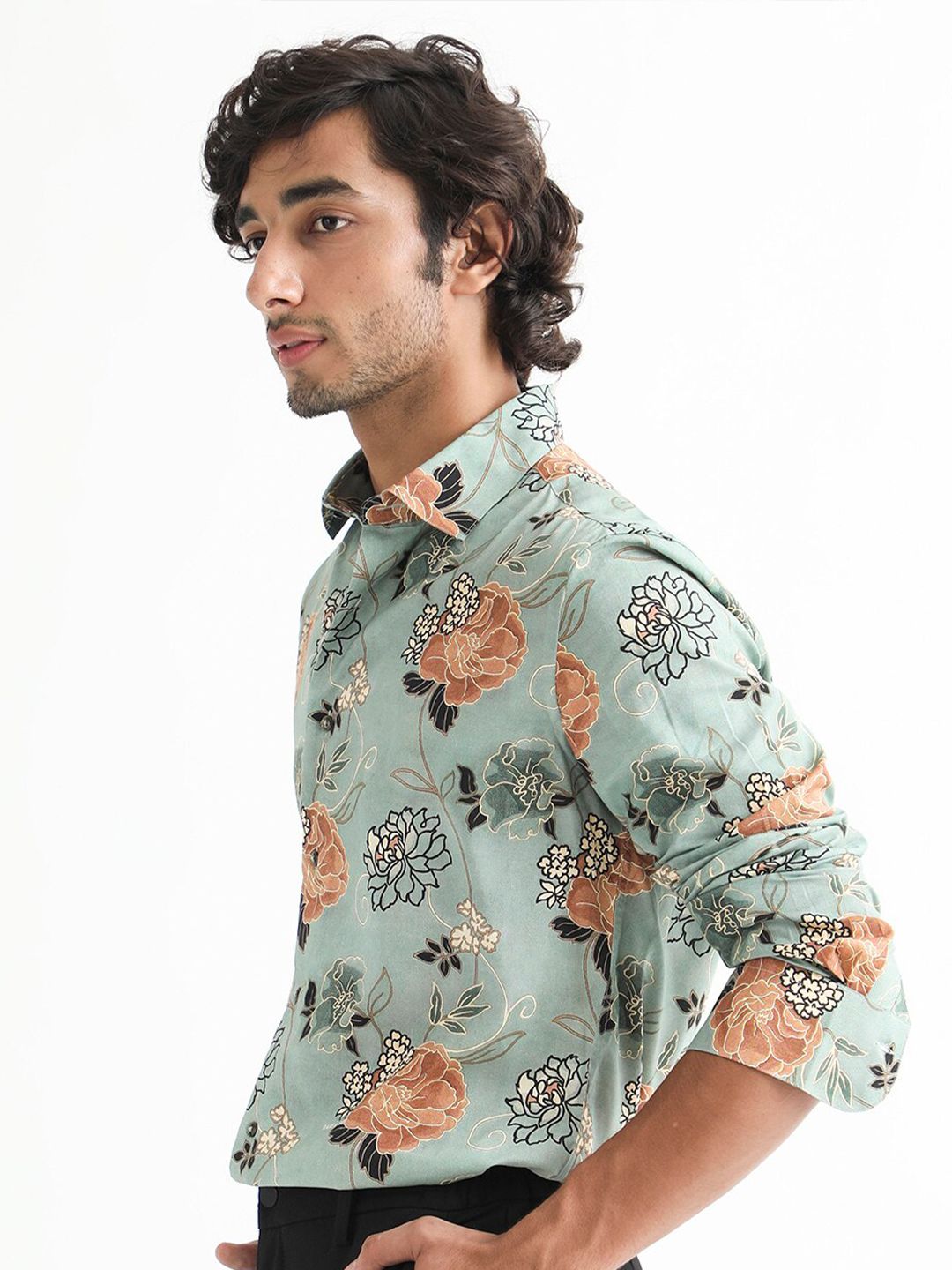 RARE RABBIT Men Nord Regular Fit Floral Printed Cotton Shirt