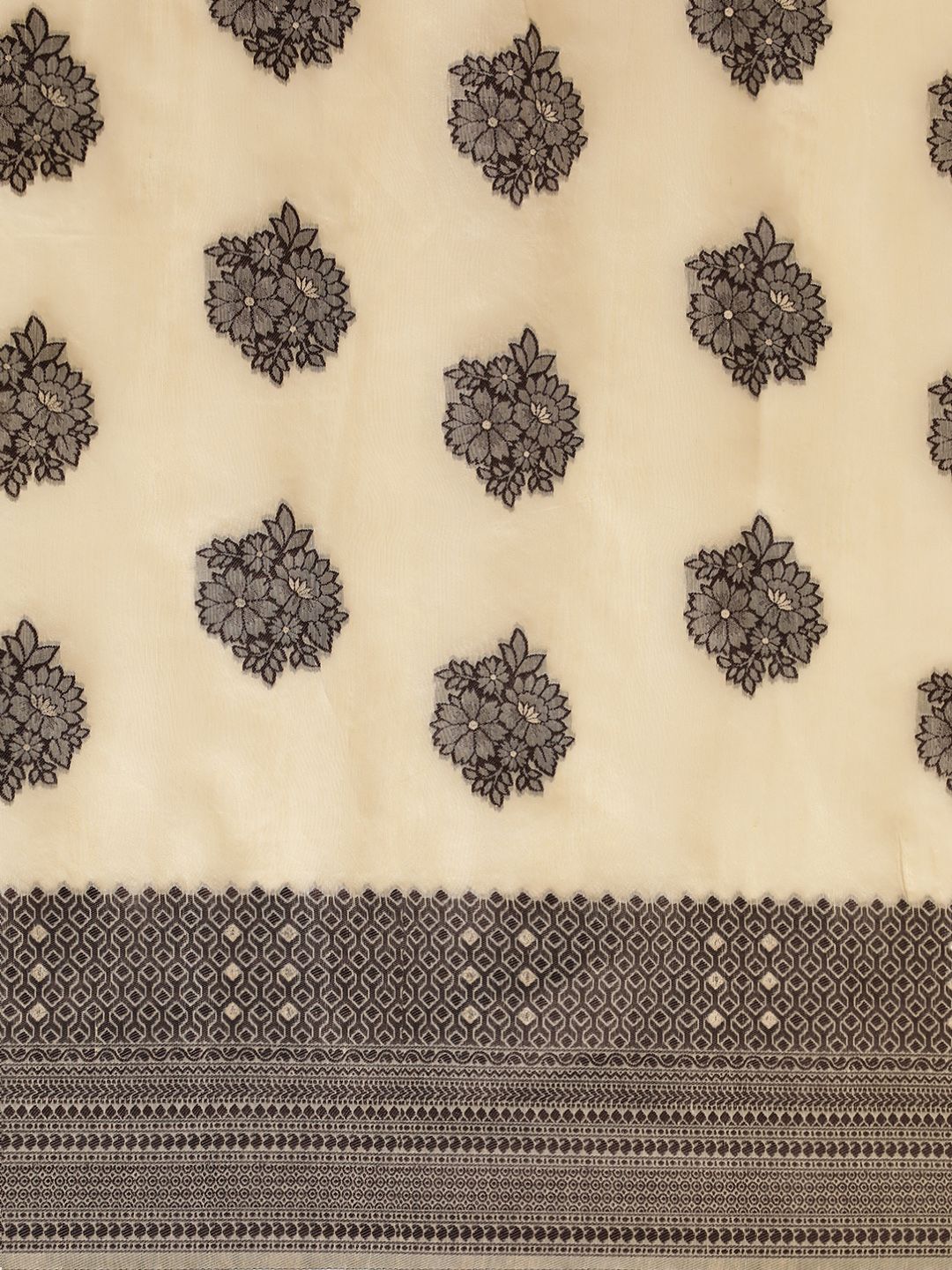 Saree mall Beige Floral Silk Blend Banarasi Saree