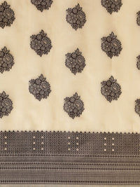 Saree mall Beige Floral Silk Blend Banarasi Saree