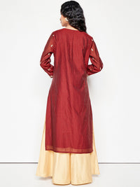 Global Desi V Neck Long Sleeves Yoke Design Rayon A Line Kurta