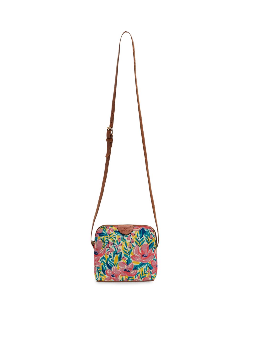 TEAL BY CHUMBAK Floral Structured Sling Bag