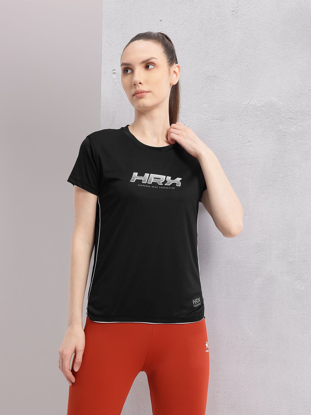HRX by Hrithik Roshan Brand Logo Printed Rapid-Dry Training T-shirt