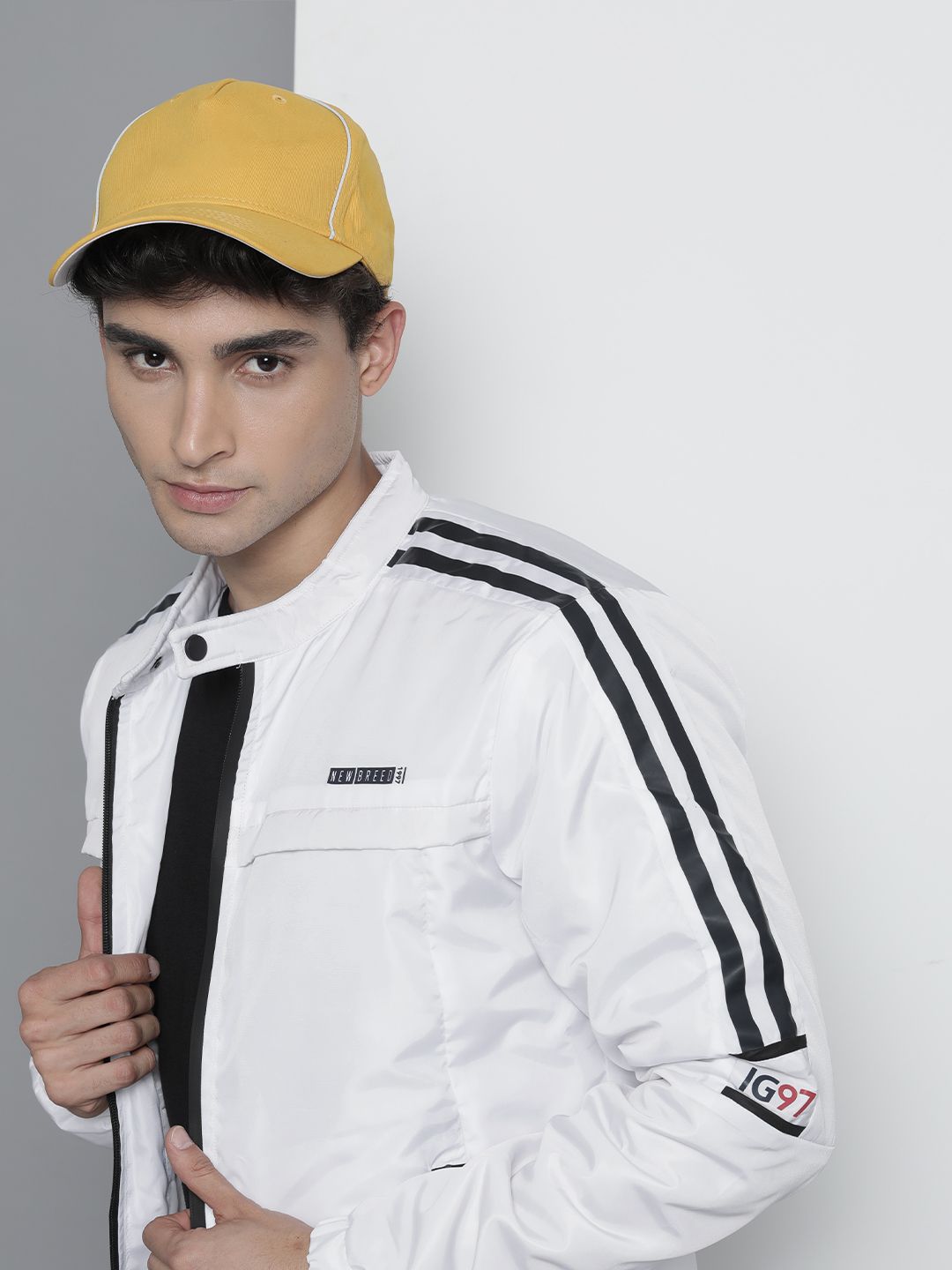 The Indian Garage Co Men Zip-Front Slim Fit Biker Jacket