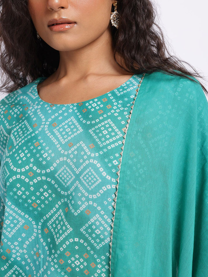 Anouk Bandhani Printed Pure Cotton Kurta with Trousers & Dupatta