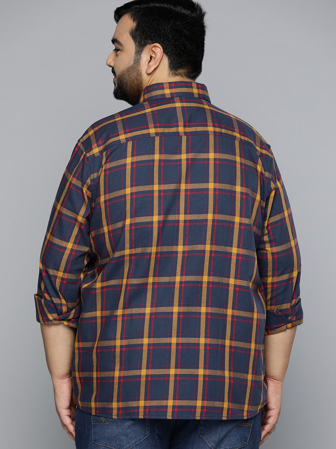 DENNISON Men Plus Size Smart Checked Casual Shirt